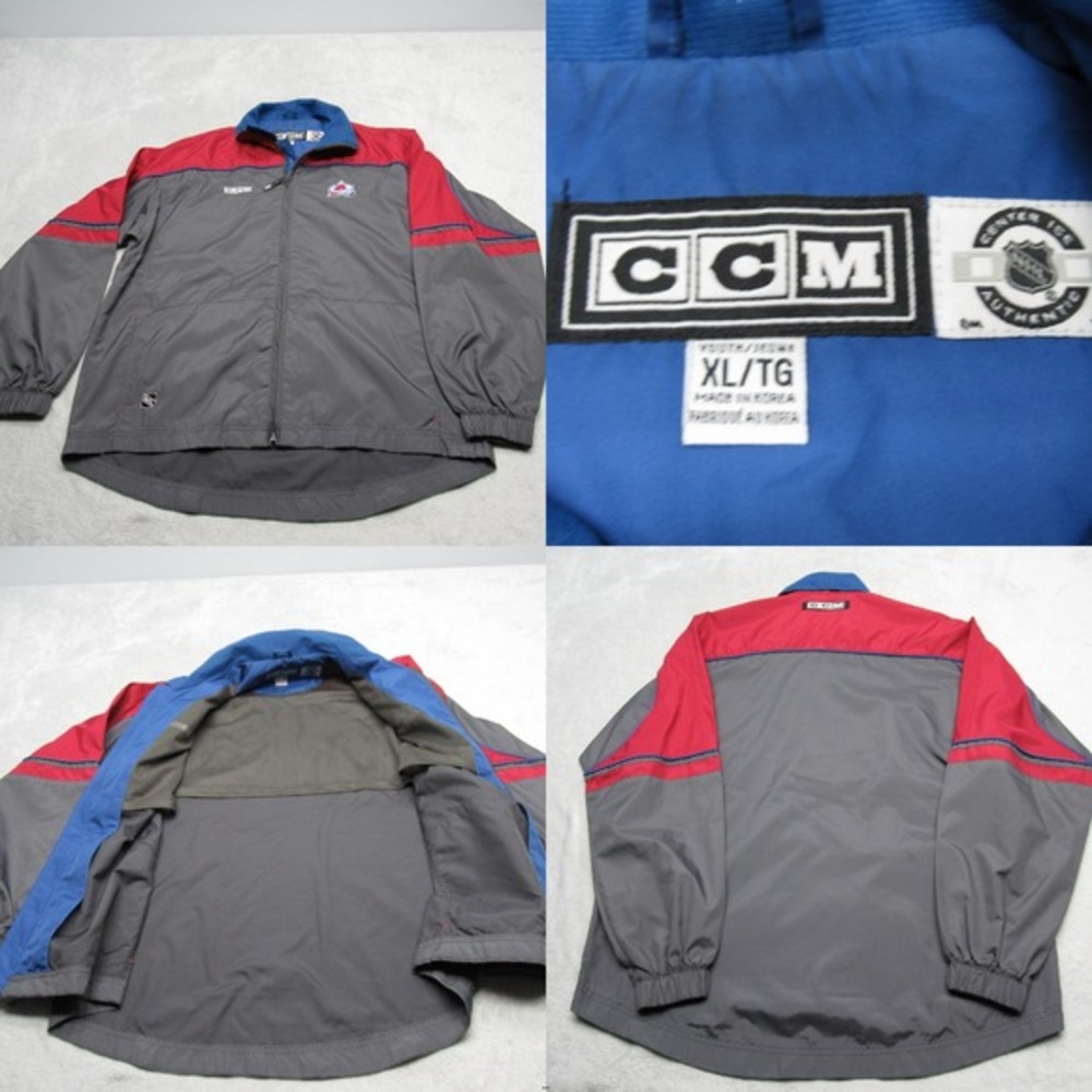 Colorado Avalanche CCM Jacket Mens XL NHL Gray Red Full Zip‎ Windbreaker